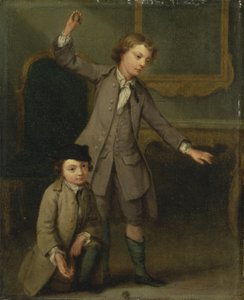 Zwei Jungen der Familie Nollekens, wahrscheinlich Joseph und John Joseph, spielen mit Kreisel von Joseph Francis Nollekens