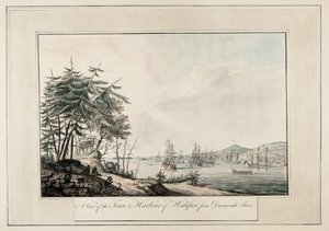 Ein Blick auf die Stadt und den Hafen von Halifax, vom Dartmouth-Ufer, um 1777