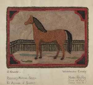 Gehäkelter Teppich mit Pferd von Joseph Glover