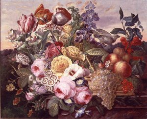 Stillleben mit Blumen und Trauben, 1880