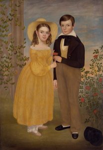 Ein Junge und ein Mädchen in einem Garten von Joseph Goodhue Chandler
