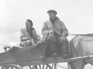 Ehemann und Ehefrau sitzen auf einem Muschelkarren von Joseph Hardman