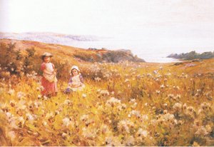 Butterblumen pflücken, aus unbekannter Zeitschrift oder Buch