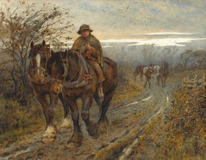 Müde Tiere kehren vom Pflug zurück, 1894 von Joseph Harold Swanwick