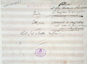 Erste Seite der Partitur des Menuetts in Armida von J. Haydn (1821)
