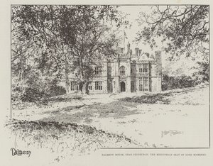 Dalmeny House, in der Nähe von Edinburgh, der Midlothian-Sitz von Lord Rosebery von Joseph Holland Tringham