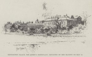 Kensington Palace, der Geburtsort der Königin, besucht von Ihrer Majestät am 15. Mai von Joseph Holland Tringham