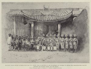 Militärpolizei-Eskorte begleitet Mr. H. F. Hertz, der von der Regierung von Burma beauftragt wurde, den Grenzstreit zwischen den Kachin-Stämmen und den Shans zu regeln von Joseph Holland Tringham