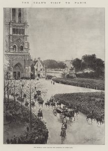 Der Besuch des Zaren in Paris, die kaiserliche Gesellschaft verlässt die Kathedrale Notre-Dame von Joseph Holland Tringham