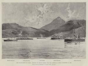 Die Befriedung Kretas, Treffen von Prinz Georg und den Admiralen in Milo, 20. Dezember 1898 von Joseph Holland Tringham