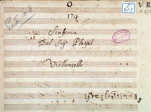 Erste Seite der Partitur einer Symphonie in D-Dur von Pleyel