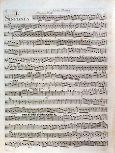 Seite der Partitur der Symphonie in C-Dur von Pleyel