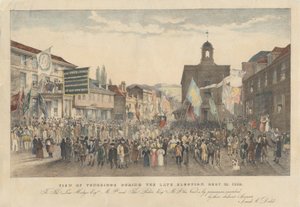 Ansicht von Tonbridge während der letzten Wahl, 18. Dezember 1832 von Joseph Josiah Dodd