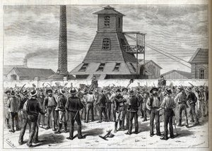 Streik in den Anzin-Minen (Pas-de-Calais) 1884 - Zeichnung von Julien - Gravur in „Le journal illustré“ 1884 von Joseph Julien