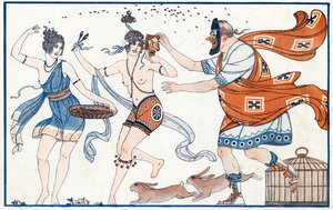 Unfug in Fresken, der Karneval in Pompeji - Illustration aus la Vie Parisienne, 1923 von Joseph Kuhn Regnier