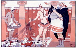 Drei weibliche Preise - Preis der kleinen alten Oma aus einer großen Familie - Illustration aus la Vie Parisienne, 1919
