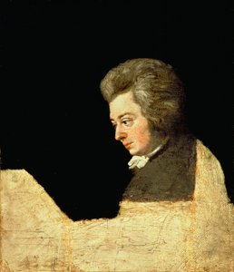 Porträt von Wolfgang Amadeus Mozart (1756-91) am Klavier, 1789 von Joseph Lange