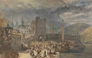 Eine Ansicht von Boppart, mit Figuren am Flussufer von Joseph Mallord William Turner