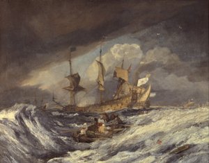 Boote setzen Anker für die niederländischen Kriegsschiffe, ca. 1804 von Joseph Mallord William Turner