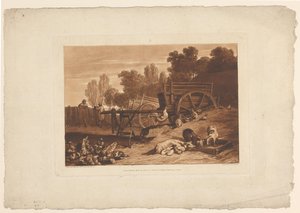 Bauernhof mit Hahn, Hühnern und Schweinen von Joseph Mallord William Turner