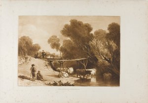 Brücke und Kühe, Tafel 2 aus Liber Studiorum von Joseph Mallord William Turner