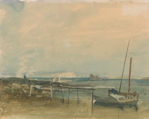 Küstenszene mit weißen Klippen und Booten am Ufer von Joseph Mallord William Turner