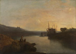Harlech Castle, von Tygwyn Ferry, Sommerabenddämmerung [1799, Royal Academy of Arts, London, Ausstellungskatalog] von Joseph Mallord William Turner