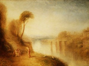 Landschaft: Frau mit Tamburin, ca. 1840-50 von Joseph Mallord William Turner