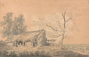 Landschaft mit Scheune (ca. 1795) (Graphit und Waschung auf Papier) von Joseph Mallord William Turner