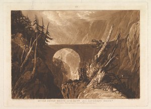 Teufelsbrücke über den Russ, oberhalb von Altdorft, Schweiz, Liber Studiorum, 29. März 1809 von Joseph Mallord William Turner