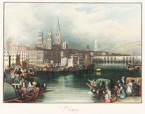 Rouen (Frankreich). Lithographie von Joseph Mallord William Turner
