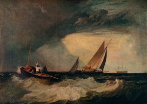 Shoeburyness Fischer ruft eine Whitstable Hoy, auch bekannt als Das Lotsenboot und Die rote Mütze, um 1809 von Joseph Mallord William Turner