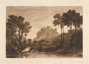 Das Schloss über den Wiesen Liber Studiorum, Teil II, Platte 8, 1808 von Joseph Mallord William Turner