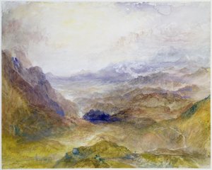 Blick entlang eines Alpentals, möglicherweise das Aostatal von Joseph Mallord William Turner