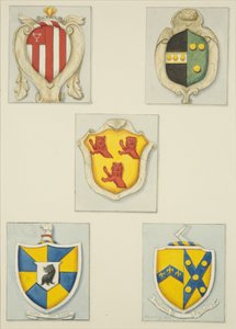 Fünf Wappen von Denkmälern in der Temple Kirche