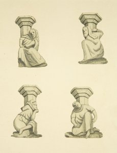 Vier Konsolen am Turm (ursprünglich Statuen tragend) der St. Mary Redcliffe von Joseph Manning