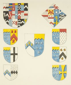 Heraldik auf Newtons Denkmal in der Kathedrale von Bristol