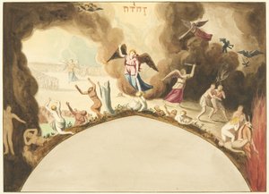Gemälde über der Tür im Bildschirm unter der Orgelempore der Kathedrale von Bristol von Joseph Manning