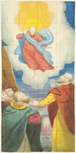 Buntglasfenster am Ostende des Nordschiffs der Kathedrale von Bristol, das die Himmelfahrt zeigt