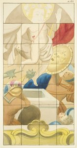 Buntglasfenster am Ostende des Nordschiffs der Kathedrale von Bristol, das die Auferstehung zeigt von Joseph Manning