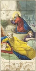Buntglasfenster am östlichen Ende des nördlichen Seitenschiffs der Kathedrale von Bristol, das Christus im Garten der Agonie zeigt