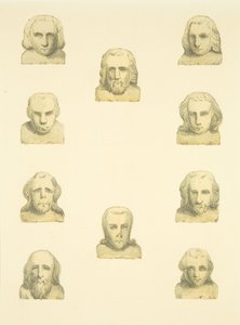 Zehn Köpfe im Fries um die Nordvorhalle von St. Mary Redcliffe von Joseph Manning