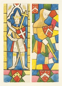 Zwei Figuren in den Buntglasfenstern des Chors in der Kathedrale von Bristol