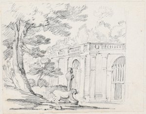 Loggia und Statuen in einem italienischen Garten von Joseph Marie Vien