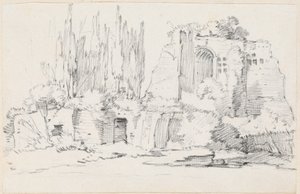 Römische Ruinen mit einem Zypressenstand von Joseph Marie Vien