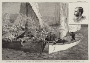 Gefangennahme eines arabischen Sklavenschiffs und dreiundfünfzig Sklaven in der Nähe von Sansibar durch Leutnant F. F. Fegen, RN von Joseph Nash