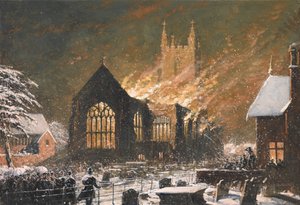Croydon Kirche in Flammen, 5. Januar von Joseph Nash