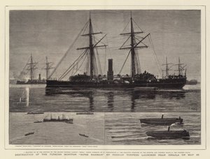 Zerstörung des türkischen Monitors Hifse Rahman durch russische Torpedoboote in der Nähe von Ibraila am 26. Mai von Joseph Nash
