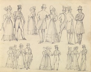 Modische Männer und Frauen im Gespräch von Joseph Nash