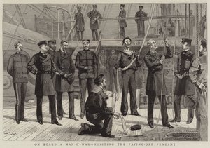 An Bord eines Kriegsschiffs, Hissen des Abschiedspendants